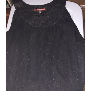 MacDougal & Houston Black Sleeveless Wide Halter Top Size Large
